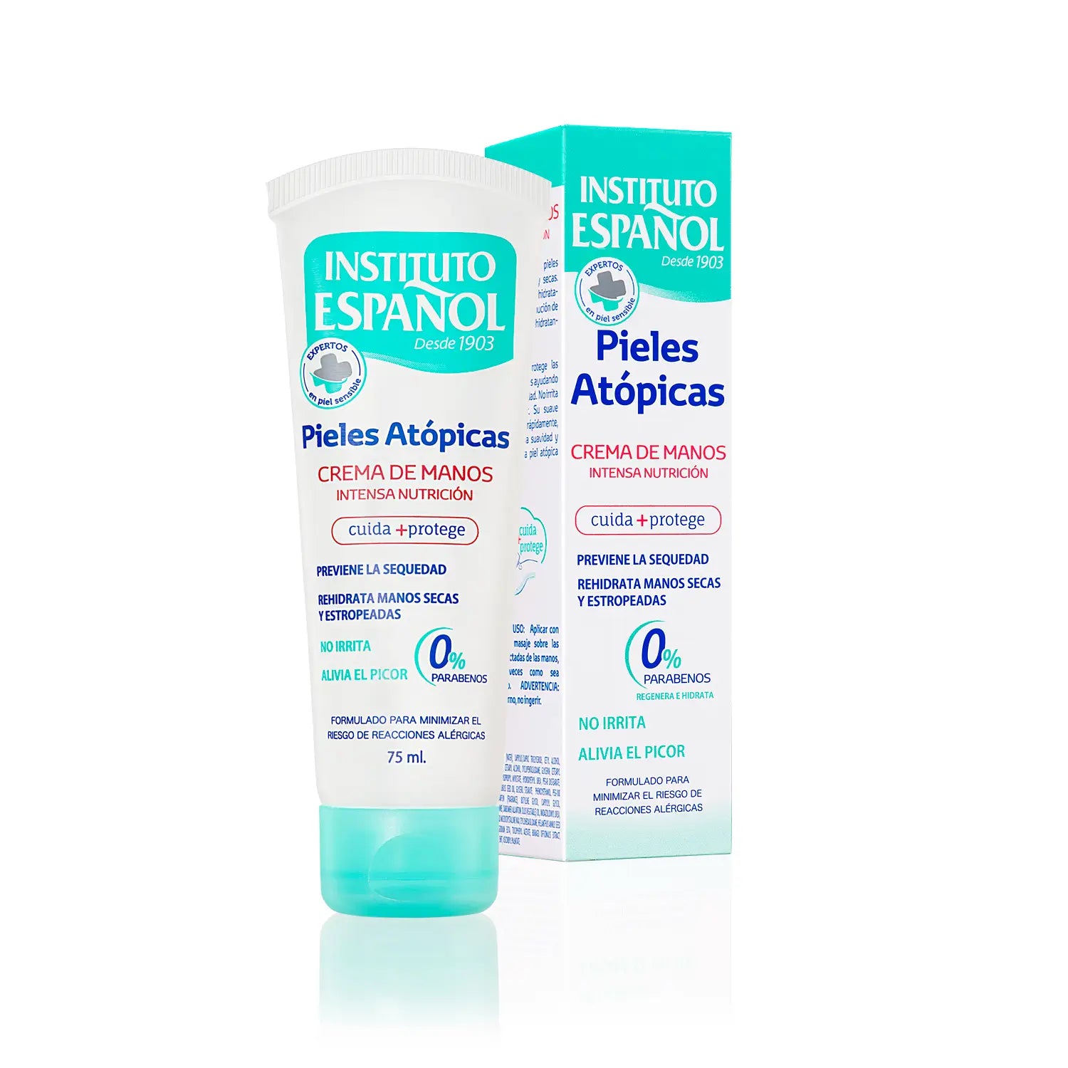 Instituto Español Tube emballé Crème pour les mains Peau atopique 75 Ml