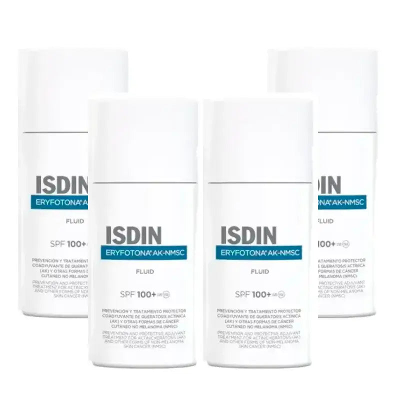 Isdin Fotoprotector Eryfotona AK-NMSC Fluide SPF 100+, Pack 4 x 50 Ml