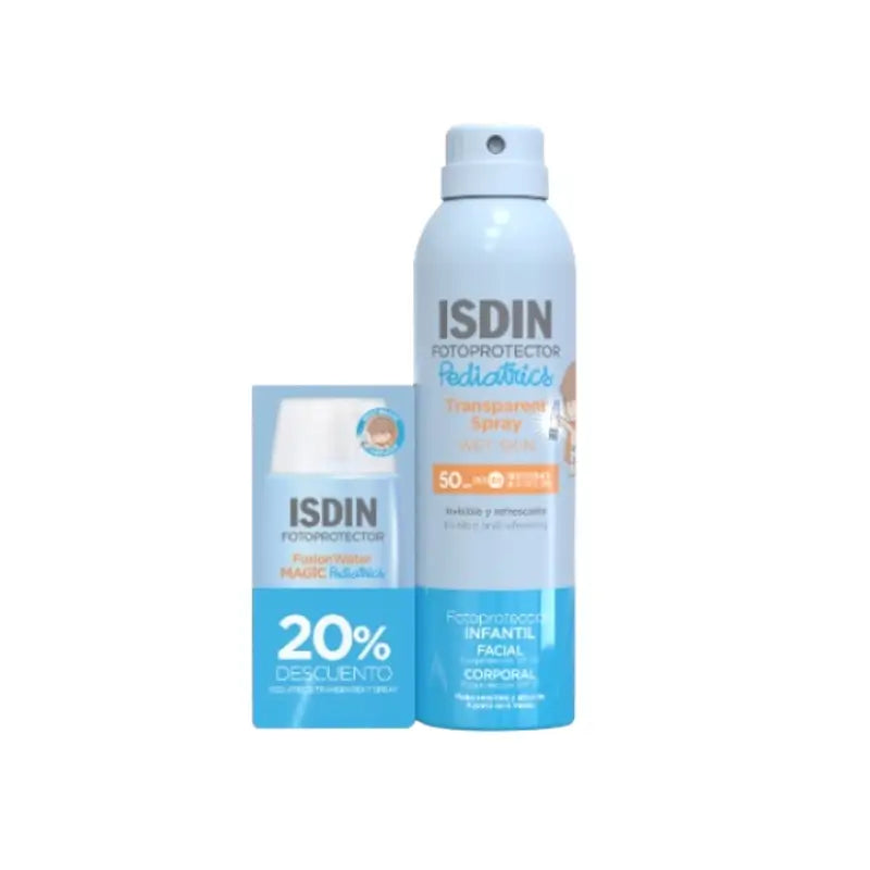 Isdin Fotoprotector Pack Fusion Water Magic Pediatrics + Transparent Spray Pediatrics 20%.