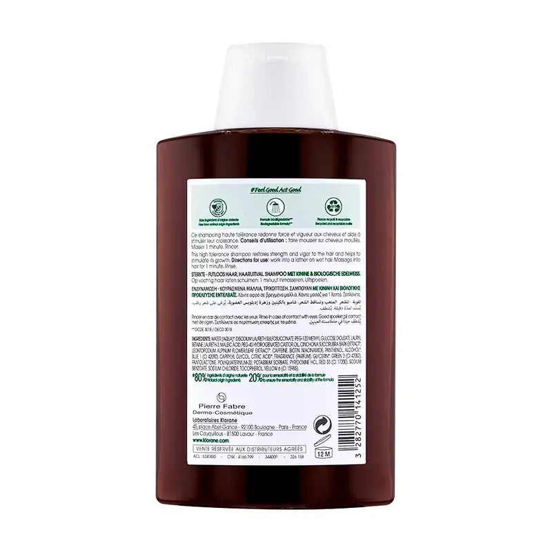 Klorane Shampooing à la quinine et à l'edelweiss 200 ml
