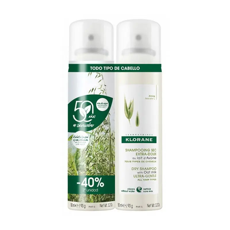 Klorane Oatmeal Dry Shampoo Pack for Dark Hair, 2 X 150 Ml