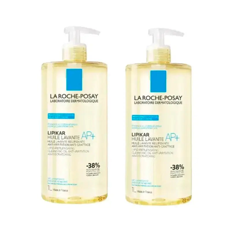 La Roche Posay Lipikar Oil Wash Ap+ Body Cleanser Anti Irritation For Atopic Skin , Pack 2 x 1000 ml