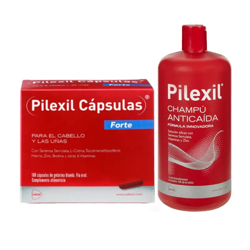 Pilexil Pack Anticaida forte (100 gélules forte + 900 ml de shampooing anti-chute)