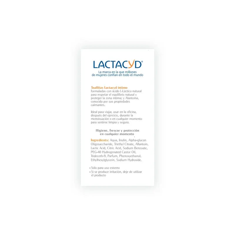 Lactacyd Lingettes individuelles d'hygiène intime 10 pièces
