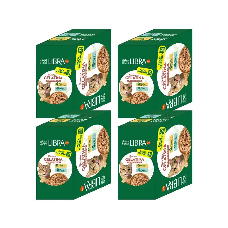 Libra - Nourriture humide pour chats, au poulet et à la dinde, en emballage Flowpack, 4 x 1,02 kg