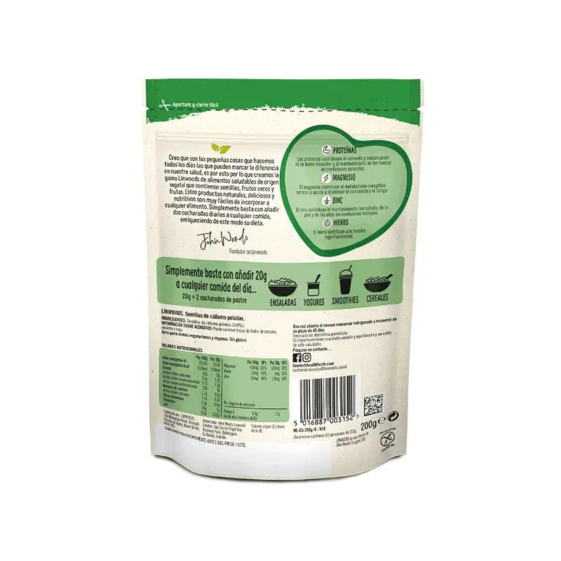Linwoods Graines de chanvre décortiquées 225Gr.
