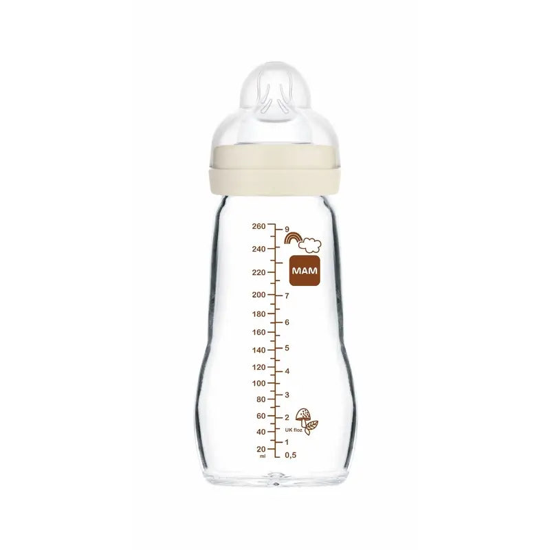 Mam Baby Baby Biberon en verre Feel Good Neutral Matt, 260Ml