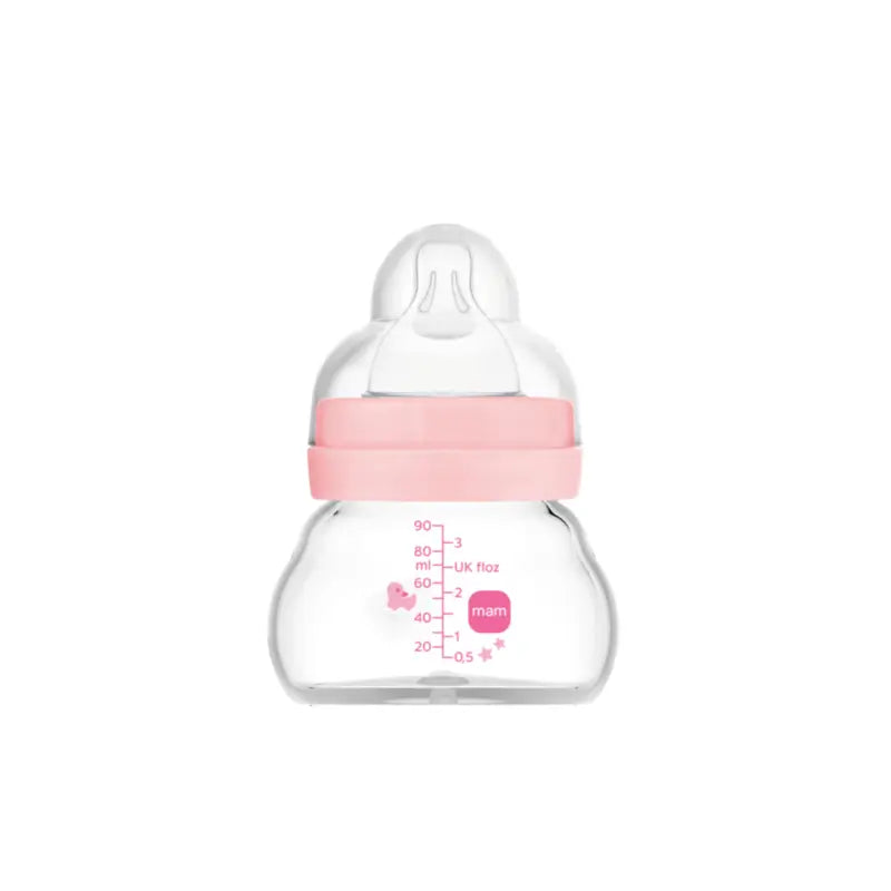 Mam Baby Feel Good Bouteille en verre rose mat, 90 ml