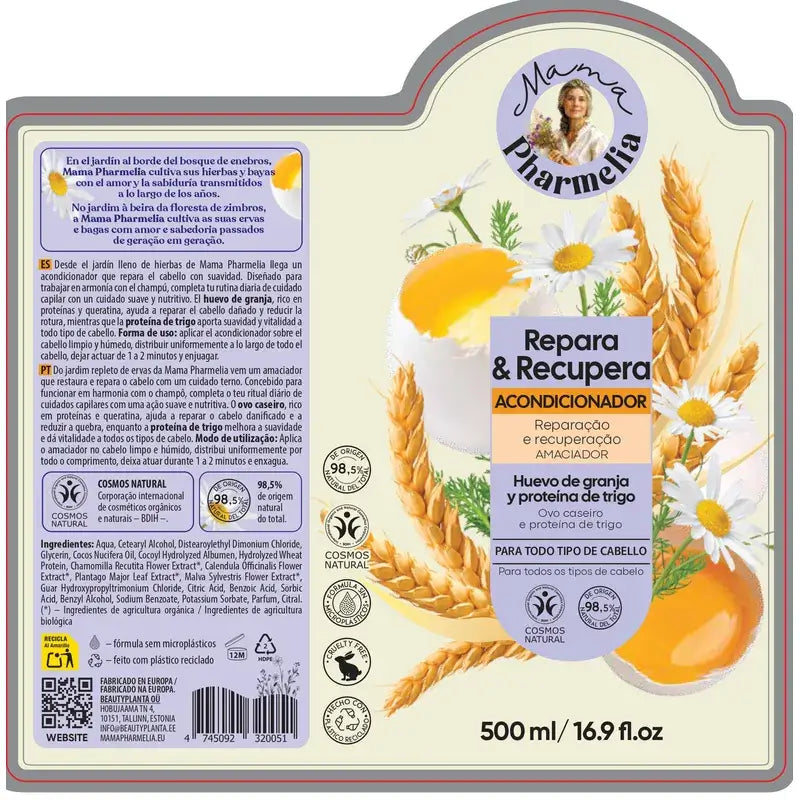 Mama Pharmelia Conditionneur répare et récupère les protéines d'œuf et de blé de la ferme, 500 ml