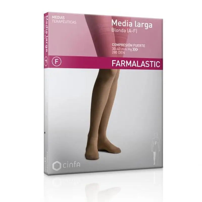 Farmalastic Media Larga Blonda Compresión Fuerte 30-40 Mm Hg Talla Reina
