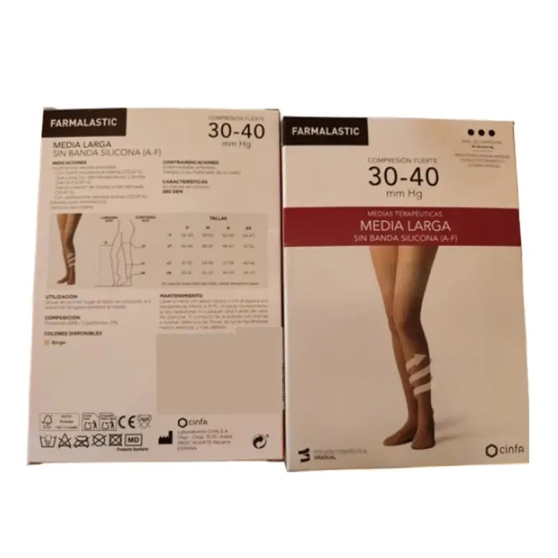 Farmalastic Long Stocking Strong Compression Beige, Size XL