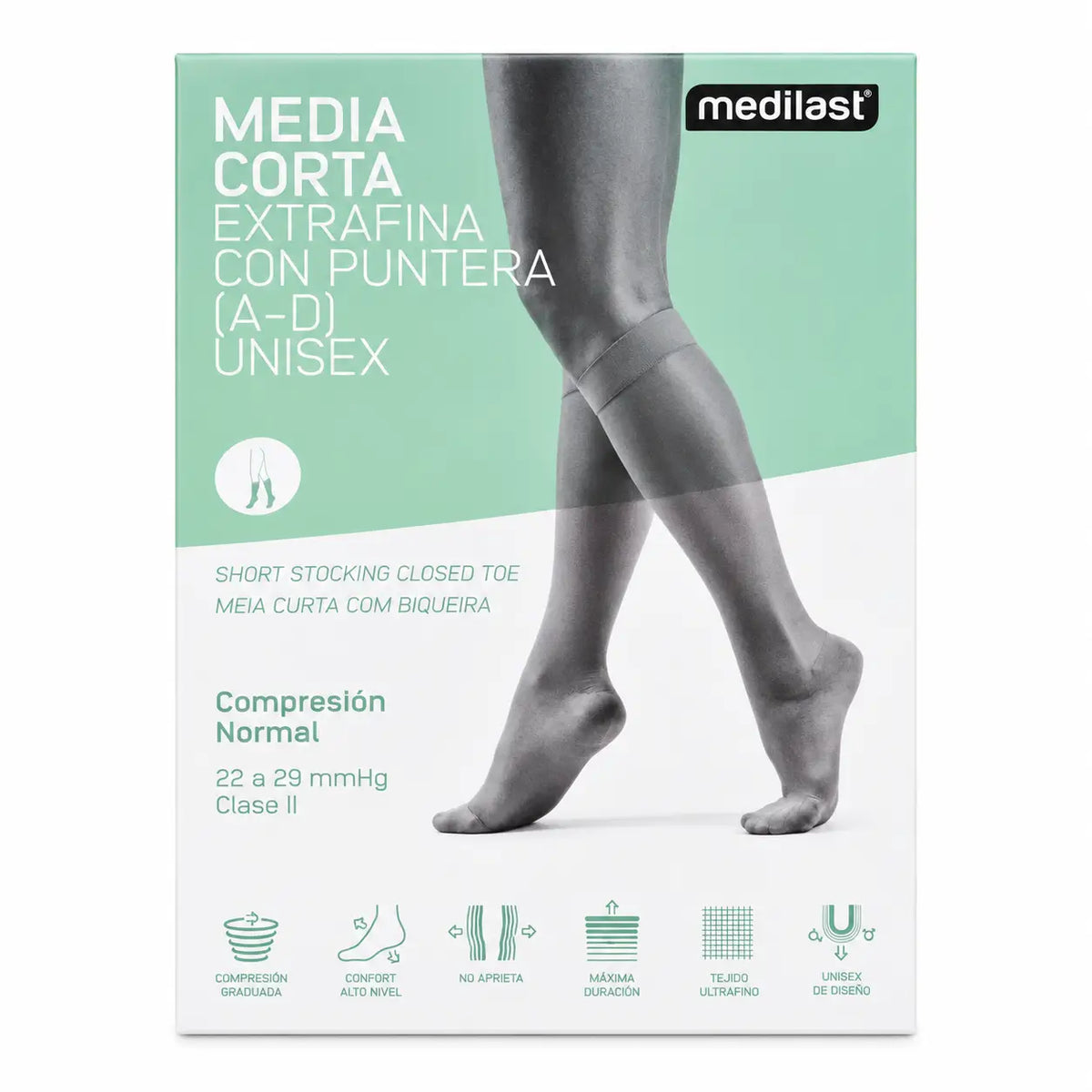 Chaussettes courtes Medilast Toe C.N. Black