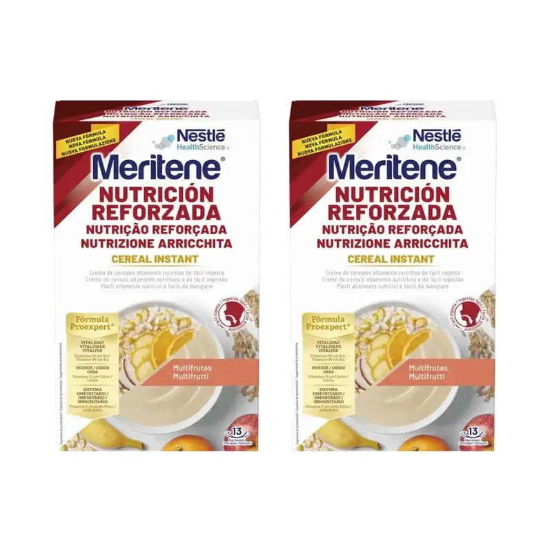 Meritene Immune Boosting Nutrition Instant Cereal - Multifruit, 1 paquet 520g, paquet de 2