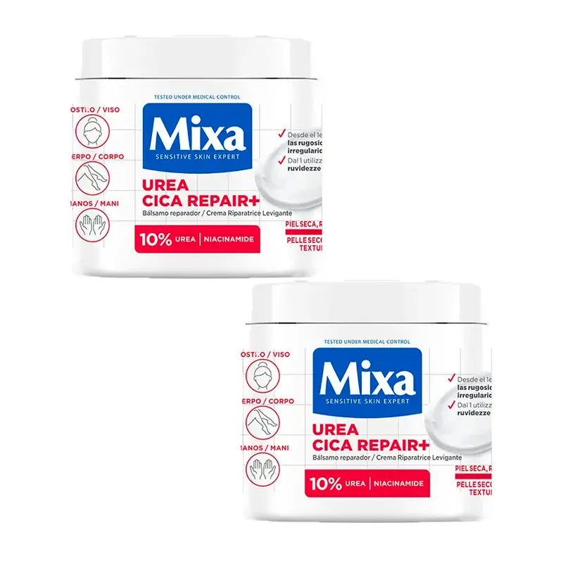 Mixa Duplo Urea Cica Repair+ Repair+ Repair Balm pour les peaux sèches, rugueuses et irrégulières 2 x 400Ml