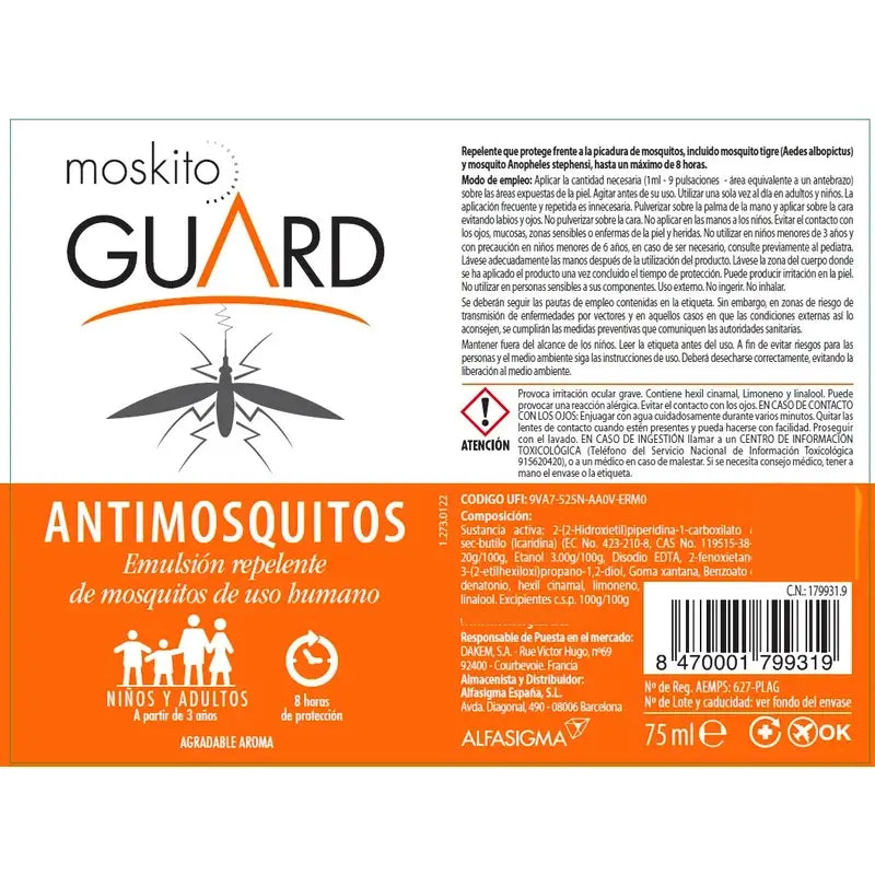 Spray anti-moustiques Moskito Guard, 75 ml