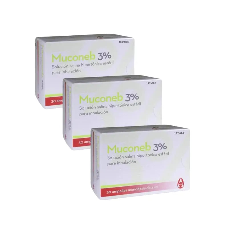 Muconeb 3% solution saline pour inhalation 30 ampoules X 4 Ml, paquet de 3
