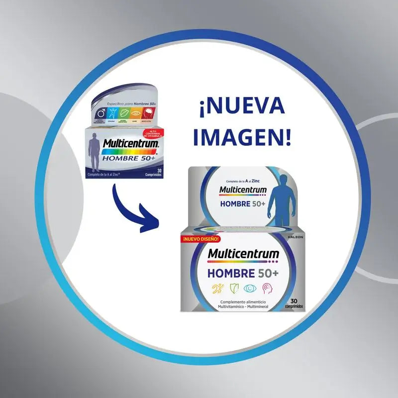 Multicentrum Man 50+ Complément alimentaire multivitaminé, 90 comprimés