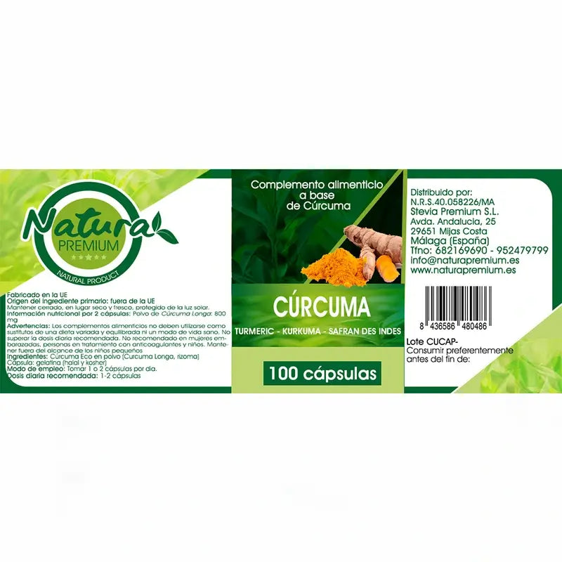 Natura Premium Curcuma Capsules , 100 unités