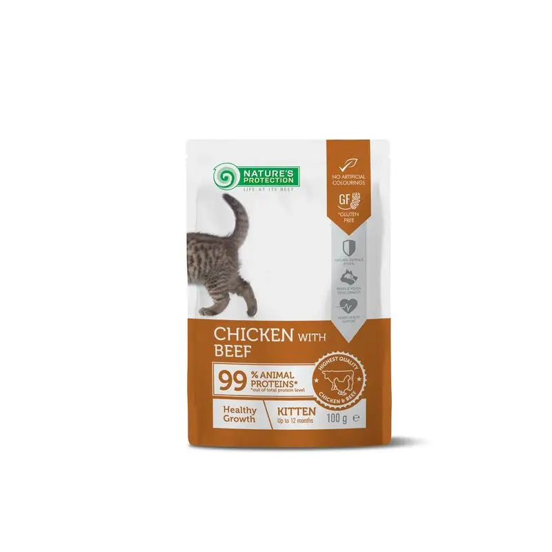 Natures P Cat Kitten Chicken With Beef Pouch 22x100Gr