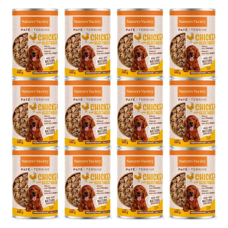 Nature'S Variety - Nourriture humide pour chiens, Adultes de taille moyenne, au poulet, portions individuelles, 12 x 400 g