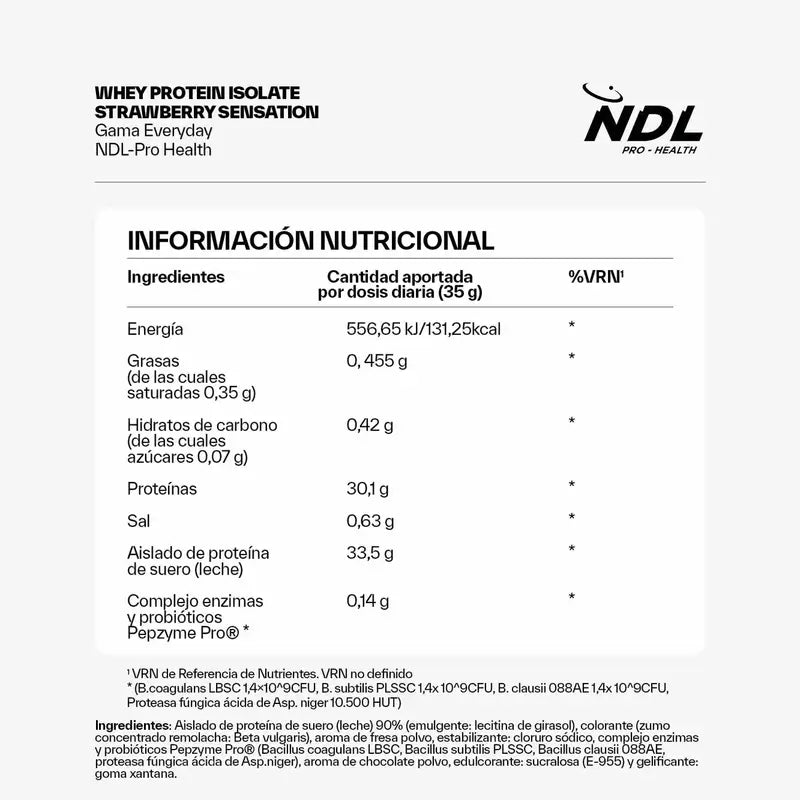 Ndl Pro-Health Whey Protein Isolate - Isolat de protéines, Strawberry Sensation , 1 kg
