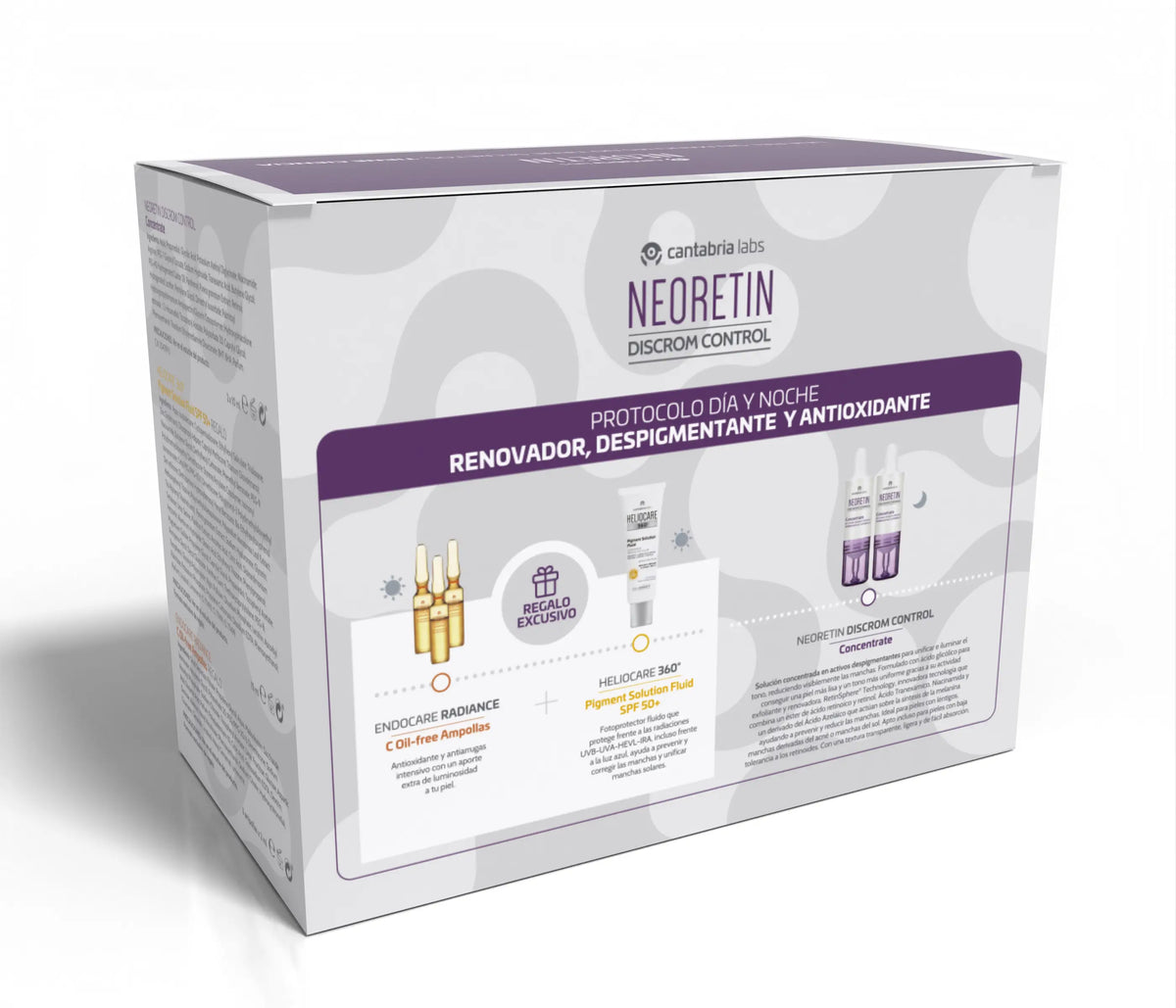 Neoretin Pack Discrom Concentré + Heliocare 360º Pigment solution SPF50+ Endocare Radiance Samples