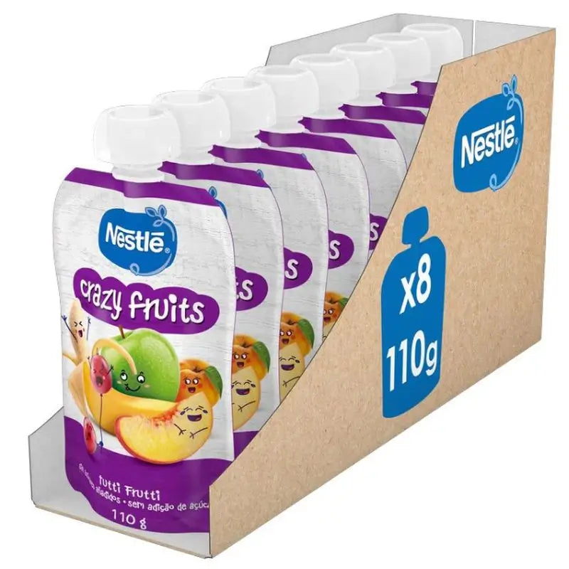NESTLÉ Pack Puree Sachet Crazy Fruits, 110g x 8 unités