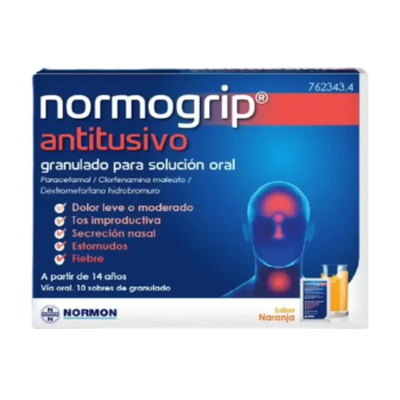 Normogrip Antitussif, 10 sachets de granulés pour solution orale