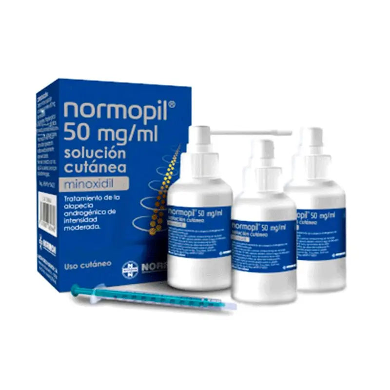 Minoxidil Solution cutanée, 3 Flacons 90 ml - Normopil 50 mg/ml