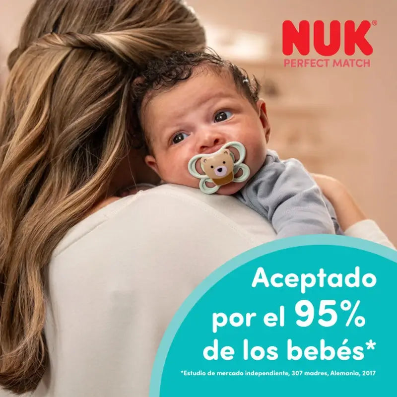 Sucette NUK Perfect Match Air en silicone T1 0-6 mois Ours/Grenouille, lot de 2