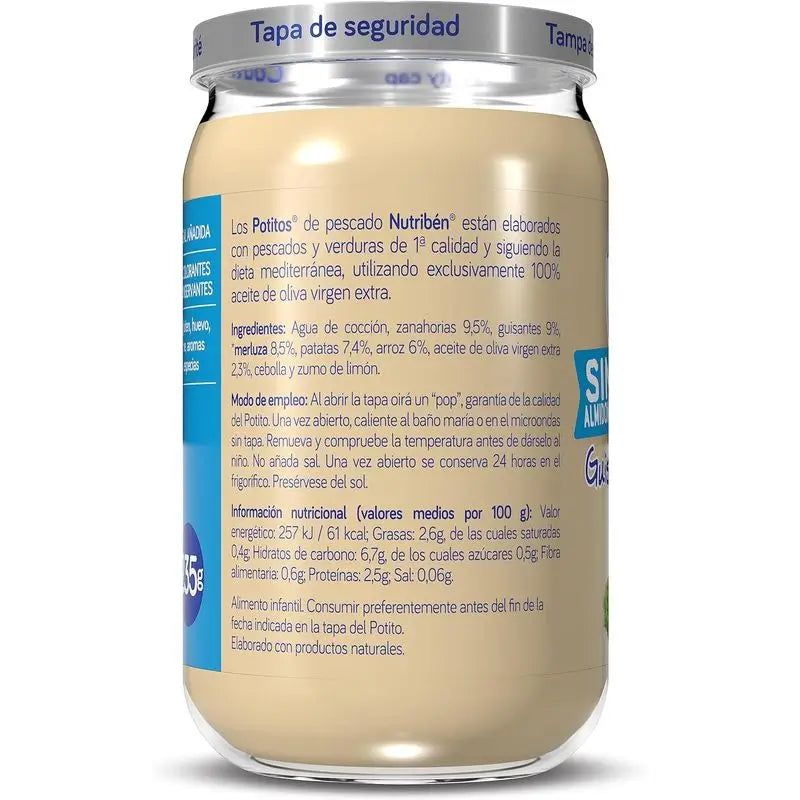 Nutribén Potito Suprême de colin aux petits pois et aux carottes, 235g