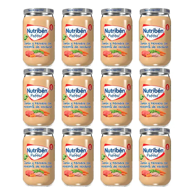 Nutriben Potito Jambon & Boeuf avec ragoût de légumes, 12 x 235 grammes