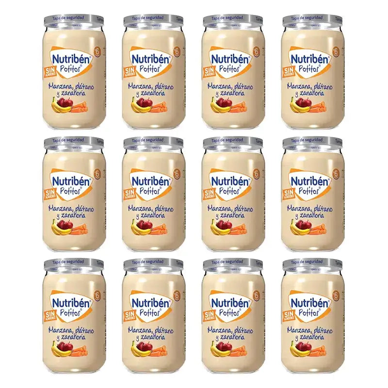 Nutriben Potito Pomme Banane & Carotte , 12 x 235 grammes
