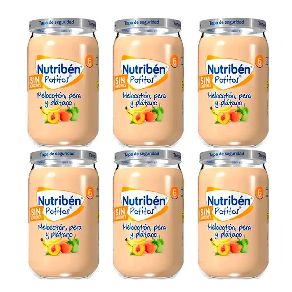 Nutriben Potito Pêche, Poire et Banane, 6 x 235 grammes