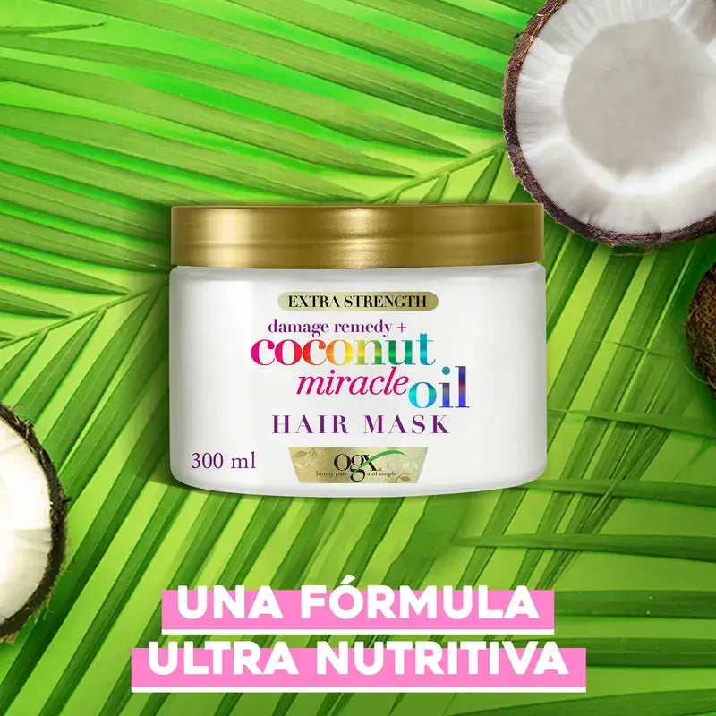 OGX Miracle Coconut Oil Hair Mask, répare et ravive les cheveux abîmés et fragiles, 168g