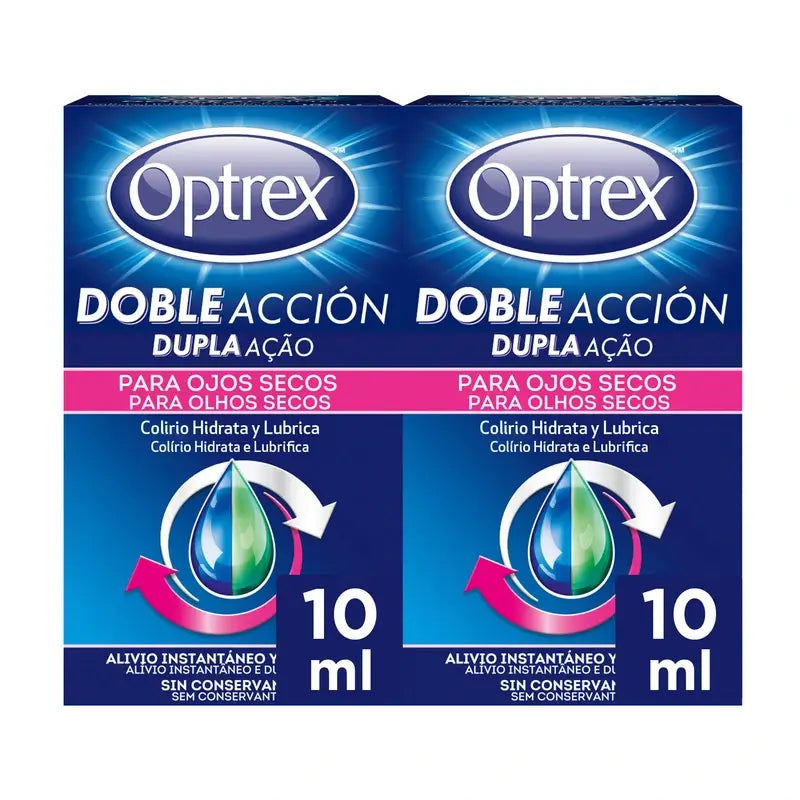 Optrex Multidose Gouttes oculaires double action yeux secs Duplo 2x10 ml