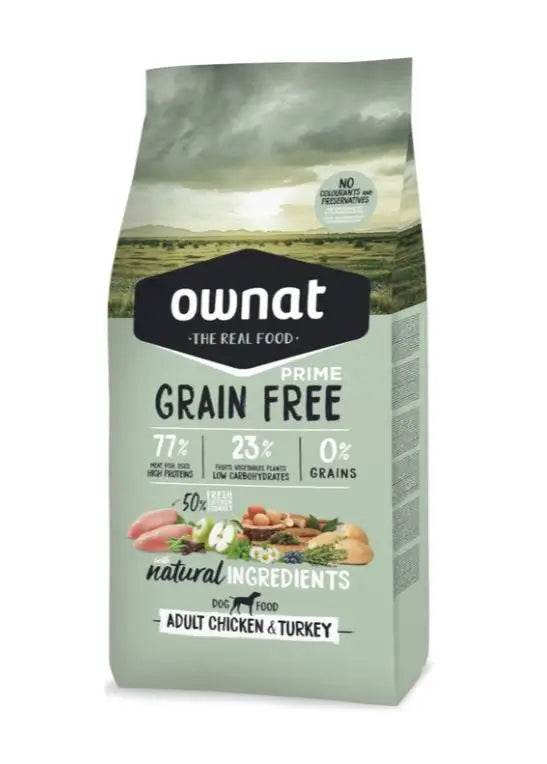 Ownat Grain Free Canine Prime Adult Chicken Turkey 3kg, nourriture pour chiens