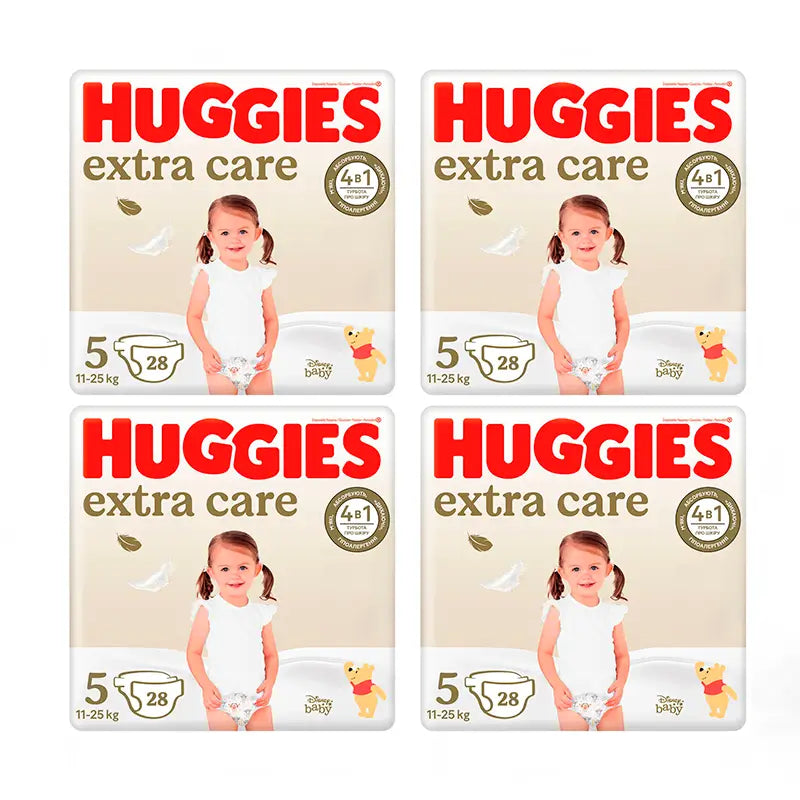 Huggies Extra Care Nappy Size 5 (11-25Kg), Pack 4 X 112 unités
