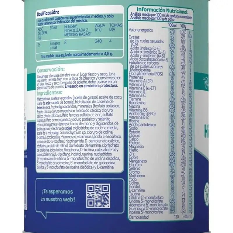 Nutribén Hydrolysé 2 Lait Continuation, 8 X 400 g
