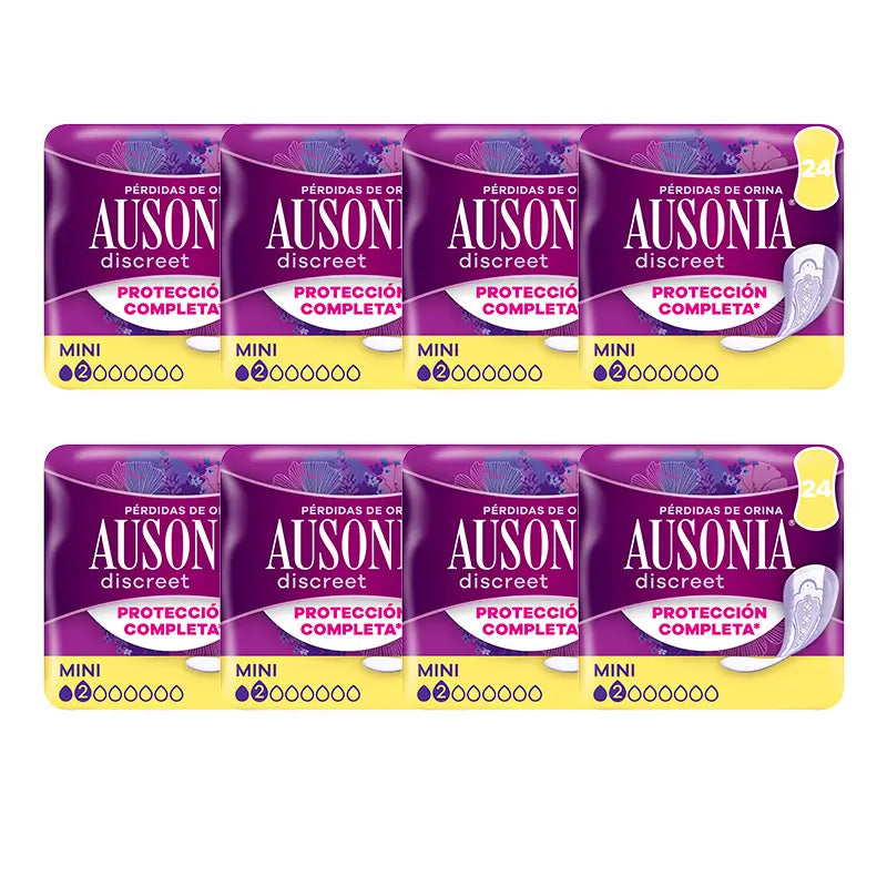 Ausonia Pack Discreet Women's Urine Loss Pads Mini, 8 x 24 unités