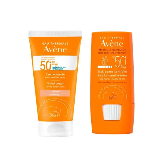 Avène Sensitive Skin Sunscreen SPF50+ Colour 50 ml + Avène Sun Stick SPF 50+ Sensitive Areas 8 gr