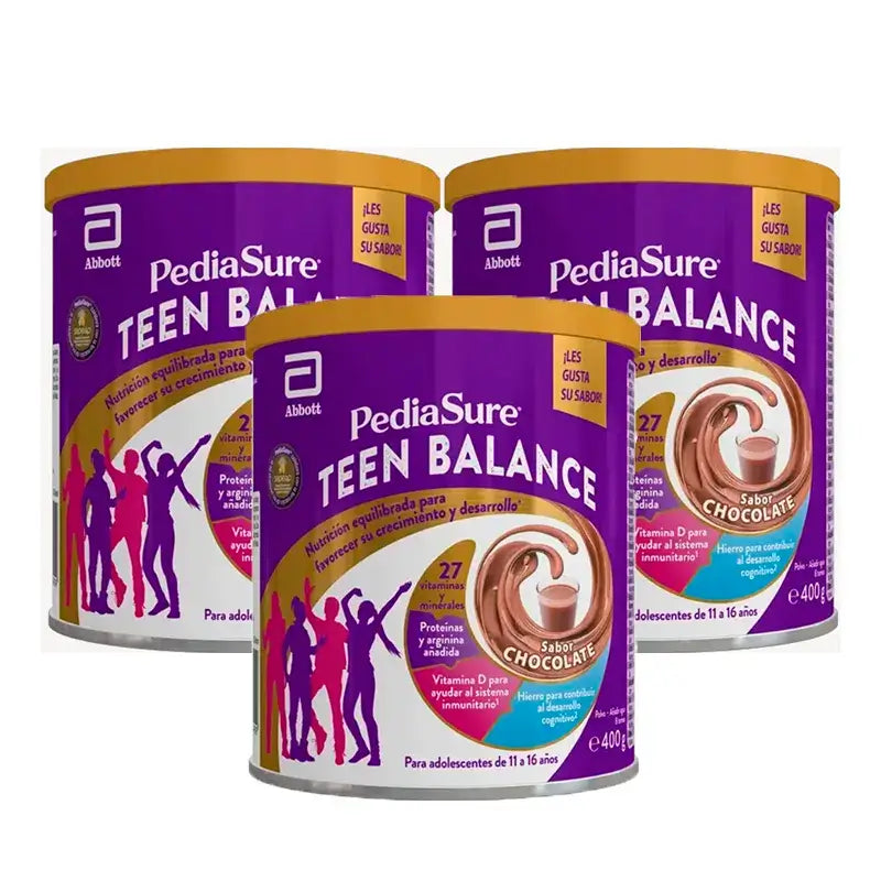 Pediasure Teen Balance Chocolate Powder Teenage Food Supplement Pack 3 x 400 g