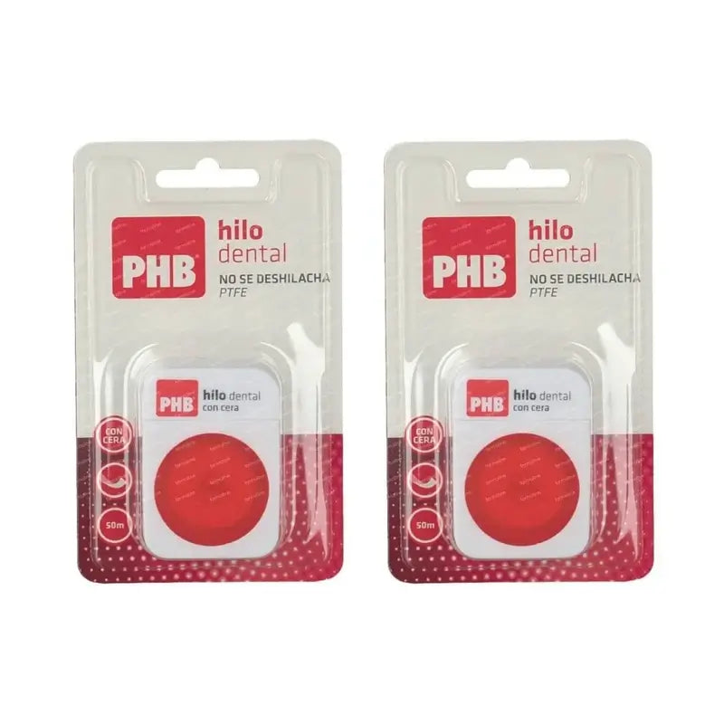 Fil dentaire Phb avec cire, 2X50 M