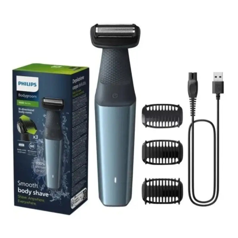 Philips Bodygroom Series 3000 Waterproof Body and Intimate Hair Trimmer Blue