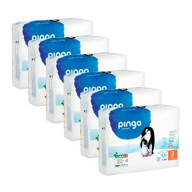 Couches écologiques Pingo Taille 3 Midi (4-9 Kg), 6X44 Pcs.