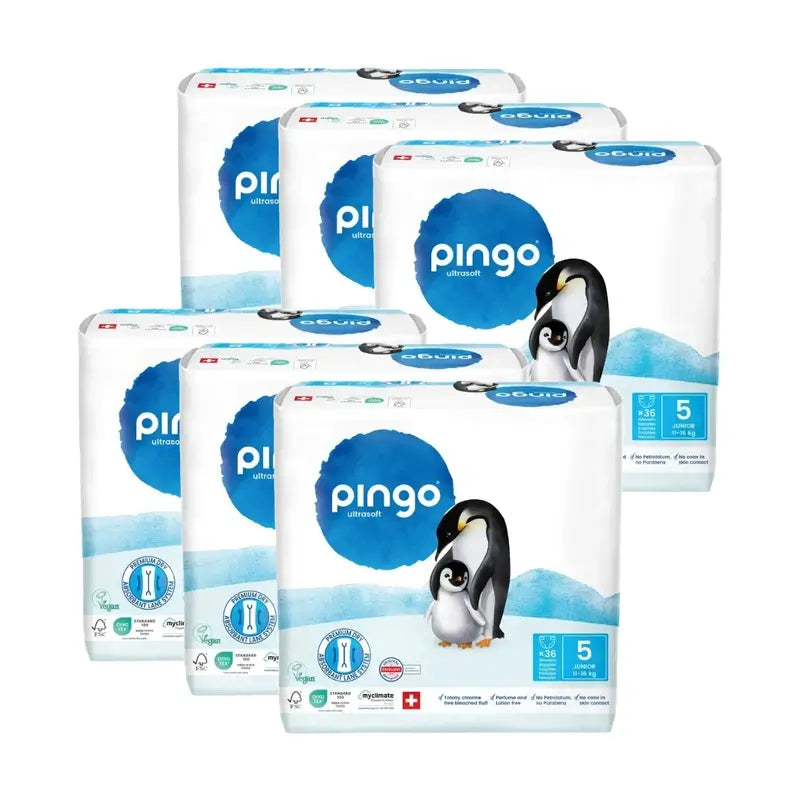 Couches écologiques Pingo Taille 5 (11-16 Kg), 6X36 unités