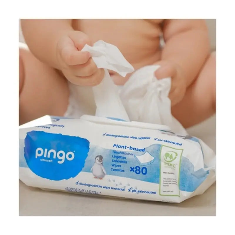 Lingettes biodégradables Pingo, 80