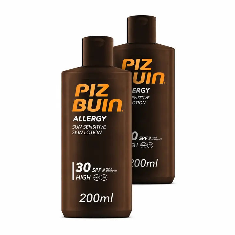 Piz Buin Allergy Protector - Crème solaire pour le corps SPF 30 Peaux sensibles, Lotion pour le corps, Protection UVA/UVB, Lot de 2 x 200 ml