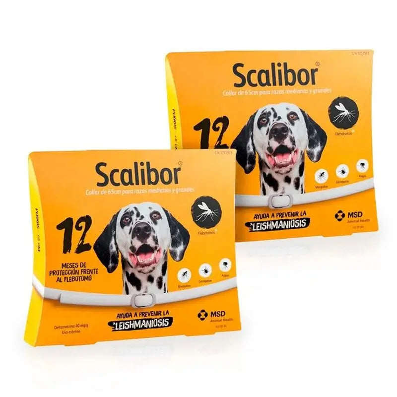 Collier antiparasitaire Scalibor pour chiens 65 cm, paquet de 2 unités