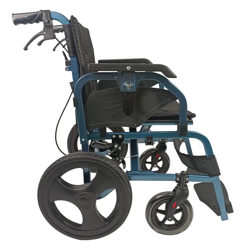 fauteuil roulant de transport haut de gamme en aluminium rembourré, 46 cm